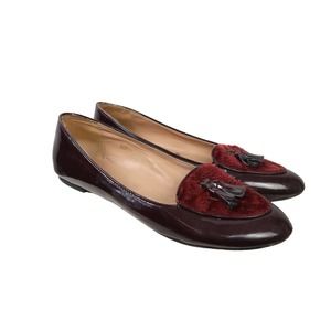 Polaris burgundy red faux patent leather loafer flats 9
